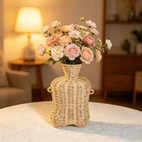 Vase tressé à double anse, style minimaliste, décoration d'intérieur polyvalente pour tables à manger, fleurs séchées haut de gamme