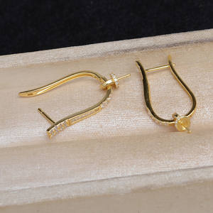 Wenchi Plata S925 9.5-9.7mm Accesorios DIY de Latón Modelo de Soporte Vacío para Pendientes Mabei 15640 Joyería de Perlas de Palma Bañada en Oro - Product Image 3