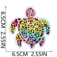 Patch brodé thermocollant style rétro américain, motifs léopard coloré et écaille de tortue lumineuse