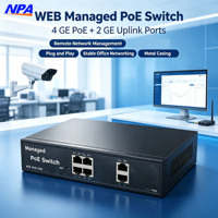 Switch PoE Gestionado por Web con Puerto de Enlace Ascendente 2GE y 4GE Gigabit, 60W, Switch Ethernet Gestionado Integrado para Cámaras IP CCTV, Punto de Acceso WiFi 3324GE