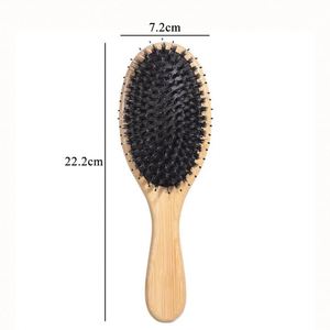 Cepillo de masaje capilar de madera ecológico con cerdas de nailon de alta calidad, mango de bambú y cojín de aire. - Product Image 3