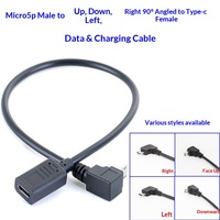 Adaptateur de câble de charge et de données USB 3.1 Type C femelle vers Micro mâle coudé à 90 degrés (gauche/droite/haut/bas)