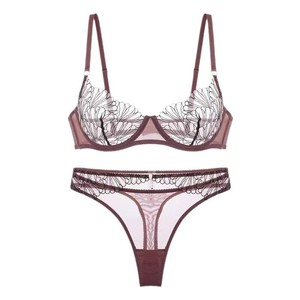 Nouvel arrivage de sous-vêtements sexy sous-vêtements d'été en dentelle brodée ultra-mince ensemble de soutien-gorge de petite à grande taille - Product Image 5