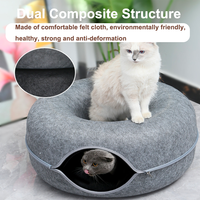 Fabricant créatif double étage beignets forme feutre tunnel chat lit pour jouer