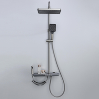 Vente chaude Gris Piano Bouton Salle De Bains Douche En Laiton Ensemble Complet Système De Douche Ensembles Robinets De Pluie Ensemble De Douche