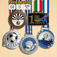 Medalla de Fútbol 3D Personalizada, Medalla de Aleación de Zinc Esmaltada, Medallas Grabadas a Medida para Equipos de Fútbol, Premios para Torneos Deportivos