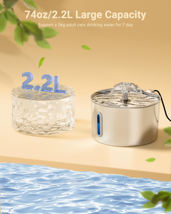 Fontaine à eau pour animaux de compagnie en acier inoxydable, abreuvoir automatique pour chat et chien avec 3 filtres, 3 éponges, niveau d'eau visible pour une utilisation en intérieur - Product Image 2