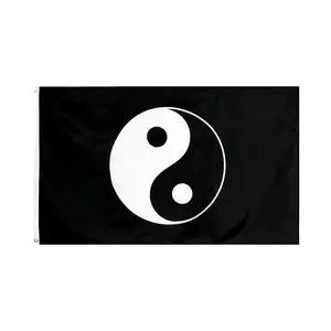 Wholesale Custom 100% Polyester 3x5ft Double Sided Black And White Taoism Yin Yang Flag with Fast Delivery