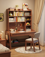 Table d'ordinateur haut de gamme sans peinture, avec structure en bois massif, huche haute à 6 compartiments, deux tiroirs, hauteur réglable, écologique, durable et avec rangement