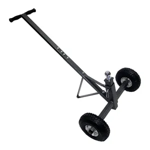 Jh-mech Carbon thép bánh xe 600 pound Công suất Hitch bóng Chiều cao phẳng miễn phí lốp xe màu đen điều chỉnh Trailer Dolly