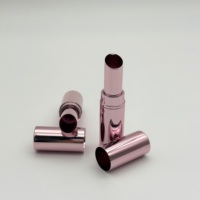 Emballage de rouge à lèvres en aluminium rose de haute qualité, vide, métallique, avec logo personnalisé, tubes de rouge à lèvres anodisés brillants