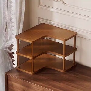 Étagère d'angle de bureau en bambou, 2 niveaux, organisateur de rangement multi-couches pour la maison, le bureau, la cuisine, style moderne - Product Image 2