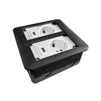 Boîte de prise de courant au sol escamotable, noire mate, avec revêtement en poudre, étanche, avec 4 prises électriques, module RJ45 USB C, UK EU US
