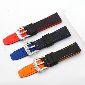 Bracelet de montre rétro bicolore personnalisé en silicone pas cher étanche noir <span class=keywords><strong>bleu</strong></span> rallye sport tropique bracelets de montre en caoutchouc vente en gros - Product Image 1