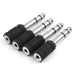 6.35mm To 3.5mm Audio <b>Adapter</b> Male To Female Stereo <b>Plug</b> Connector Black Insulation Free Hanging In Line - Product Image 1