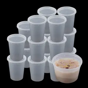 32オンスの漏れ防止再利用可能な食事準備貯蔵デリスープ浴槽気密蓋付きの丸い使い捨てプラスチック食品容器