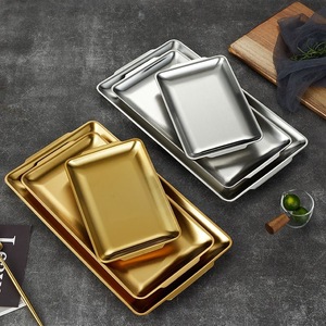 Plateau rectangulaire en acier inoxydable durable, plateau doré, décoration artisanale, plateau à steak, barbecue, plateau à collation, accessoires de cuisine - Product Image 6
