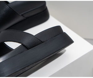 Chaussures pour femmes en cuir véritable, antidérapantes, style urbain tendance, dessus en cuir de vachette (4,5 cm), printemps-automne - Product Image 3