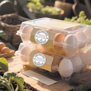 Etiquetas para cartones de huevos frescos de granja, pegatinas de advertencia para huevos sin lavar para mercados de agricultores, rollo adhesivo redondo de 2 pulgadas, diseño personalizado - Product Image 5
