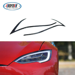 Pour Tesla Model S, paupières de phares avant en fibre de carbone véritable, sourcils de phares avant, 2016-2018 - Product Image 2