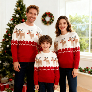 Nueva Llegada, Suéter Navideño, Ropa Familiar a Juego, OEM, Conjunto de Mamá, Papá y Yo, Disfraces Navideños de Algodón Suave para la Familia - Product Image 5