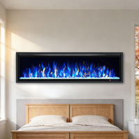 Cheminée électrique décorative à effet de cristaux, avec télécommande, mince, murale, pour décoration