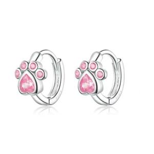 חמוד חיות מחמד חתול paw הדפסי עקבות s925 סטרלינג כסף עגילים נשי פלטינה מצופה אנטי אלרגי טמפרמנט כסף עגיל - Product Image 2