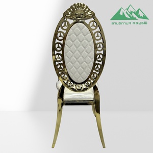 Sedia da banchetto di lusso personalizzata Wayon in acciaio inossidabile con telaio tagliato al laser <span class=keywords><strong>e</strong></span> opzioni <span class=keywords><strong>per</strong></span> il schienale con medaglione decorato - Product Image 3