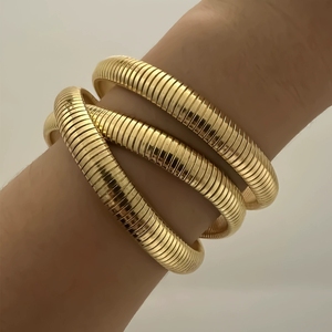 Vintage <b>Stretch</b> Snake Bone Chain <b>Bracelet</b> - Bold Stainless Steel Unisex Jewelry for Men & Women - Product Image 2