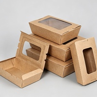 Contenants alimentaires à emporter pliables et empilables en papier kraft brun imperméable, écologiques et recyclables, vente en gros RUNWELL