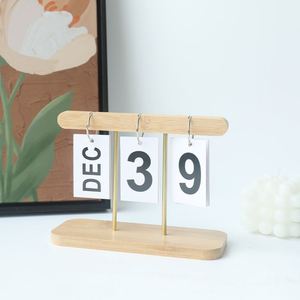 Art Deco Creative Flipping Wooden Perpetual <b>Calendar</b> with Year View Home Desktop Decoration Ornaments - Product Image 5