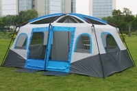 Tentes de glamping en toile de grande taille en gros, camping gonflable en plein air pour la famille, deux chambres, caractéristiques touristiques