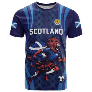Camiseta de Cuello Redondo Estilo Escocés 2026 para Hombre, Diseño de León Escocés, Jersey Deportivo Informal, Tejido Transpirable de Alta Elasticidad, Manga Corta - Product Image 1