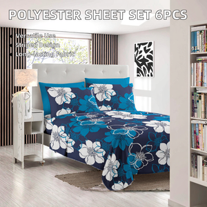 Parure de draps en microfibre 100 % polyester style moderne, 6 pièces, tailles Queen et King, 4 motifs naturels différents, 300 fils, pliée pour la maison et l'hôpital - Product Image 3