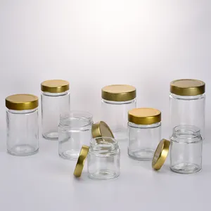 Multi specification straight tube honey glass bottle, beef sauce bottle, sealed multi-functional glass empty bottle