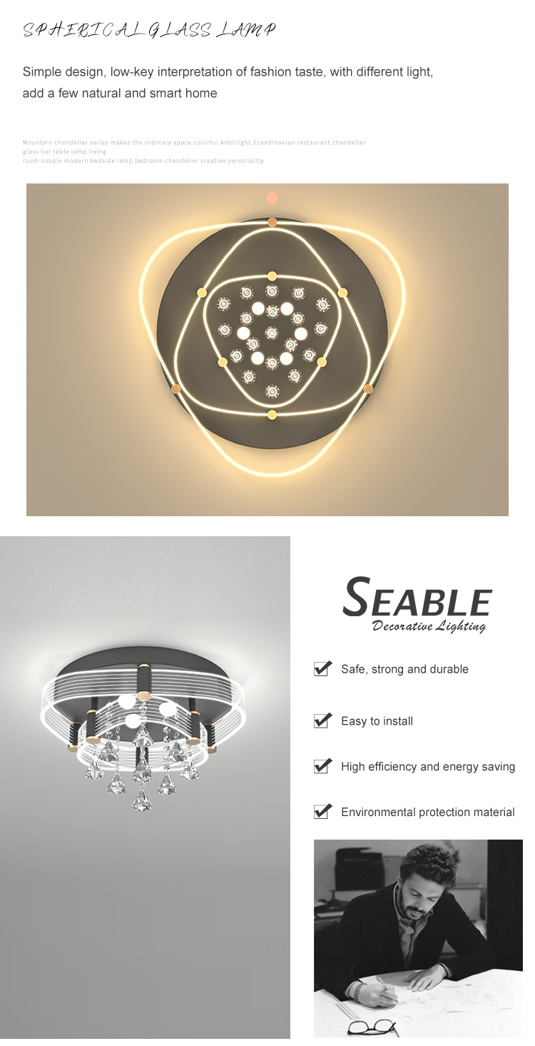 New Product Indoor Decoration Luxury K9 Crystal Bedroom Living Room Modern LED Ceiling Lamp