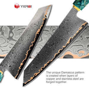 <span class=keywords><strong>Couteaux</strong></span> De Cuisine 55 Couches Cuivre Damas Couteau De Chef Japonais 8 "Moderne V10 Couteau De Chef De Cuisine En Acier Avec Manche En Laiton Résine - Product Image 6