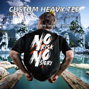 Camisetas Personalizadas de Cuello Redondo, de Seda/Algodón, Gruesas, Holgadas, Estilo Hip Hop, Anti-Pilling, con Estampado Gráfico, Manga Corta - Product Image 2