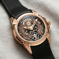 Montre-bracelet mécanique pour homme, cadran Dragon Jumeau ajouré et transparent, mouvement mécanique, tendance et unique