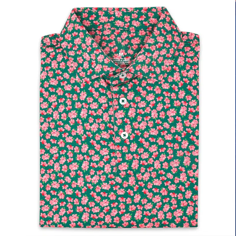Custom Men Premium Breathable Quick Dry Pink Pattern Polyester Functional The Azalea Polo Shirt plus size men's shirts