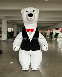 Costume da Mascotte <span class=keywords><strong>Orso</strong></span> Polare Gonfiabile con Fiocco 2.2/2.6m, Abbigliamento Gonfiabile per Eventi e Pubblicità - Product Image 1