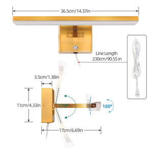 Touch Control Dimmable Linear Brass Vanity Mirror Lamp Adjustable Modern Wall Light for Bedroom Apartment Gallery Art Display - Product Image 4
