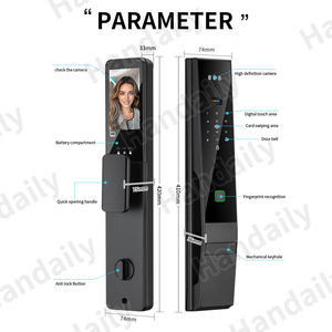 HanDaily Palm Tuya Wifiビデオインターホンスマートドアロック3D顔認識ロック-アンチピークデジタルドアロック - Product Image 6