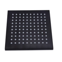 Douche de plafond carrée contemporaine noire en acier inoxydable 8'' avec fonction pluie et valve en laiton pour hôtel