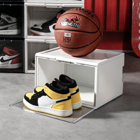 Boîte à chaussures en plastique PET de haute qualité, transparente, empilable, avec LED et fonction vocale, capacité de charge de 5 kg, vente en gros d'usine