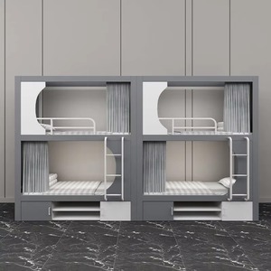 <span class=keywords><strong>Lit</strong></span> superposé insonorisé personnalisable avec rideau d'intimité et échelle latérale, produit phare pour dortoir, hôtel, appartement, auberge - Product Image 5