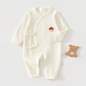 Mameluco de Bebé de Algodón Puro de Manga Larga para Recién Nacido, Unisex, Ropa de Primavera y Otoño con Parche de Hongo - Product Image 1