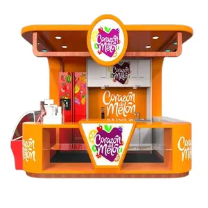 Orange Frozen yogurt juice smoothies kiosk idea attraente supporto per succhi di frutta supporto per bar piatto in alluminio-plastica in vendita