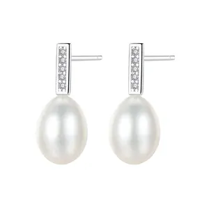 PAG & MAG 925 Silver Girl Simple Stud Earrings Fine Jewelry Natural Pearl Fashion Earrings