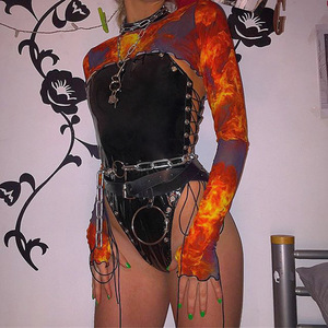 Body de Cuero Sexy con Espalda Descubierta y Cordones Laterales Viviblook Z1204TP01, Talla Grande para Mujer - Product Image 3